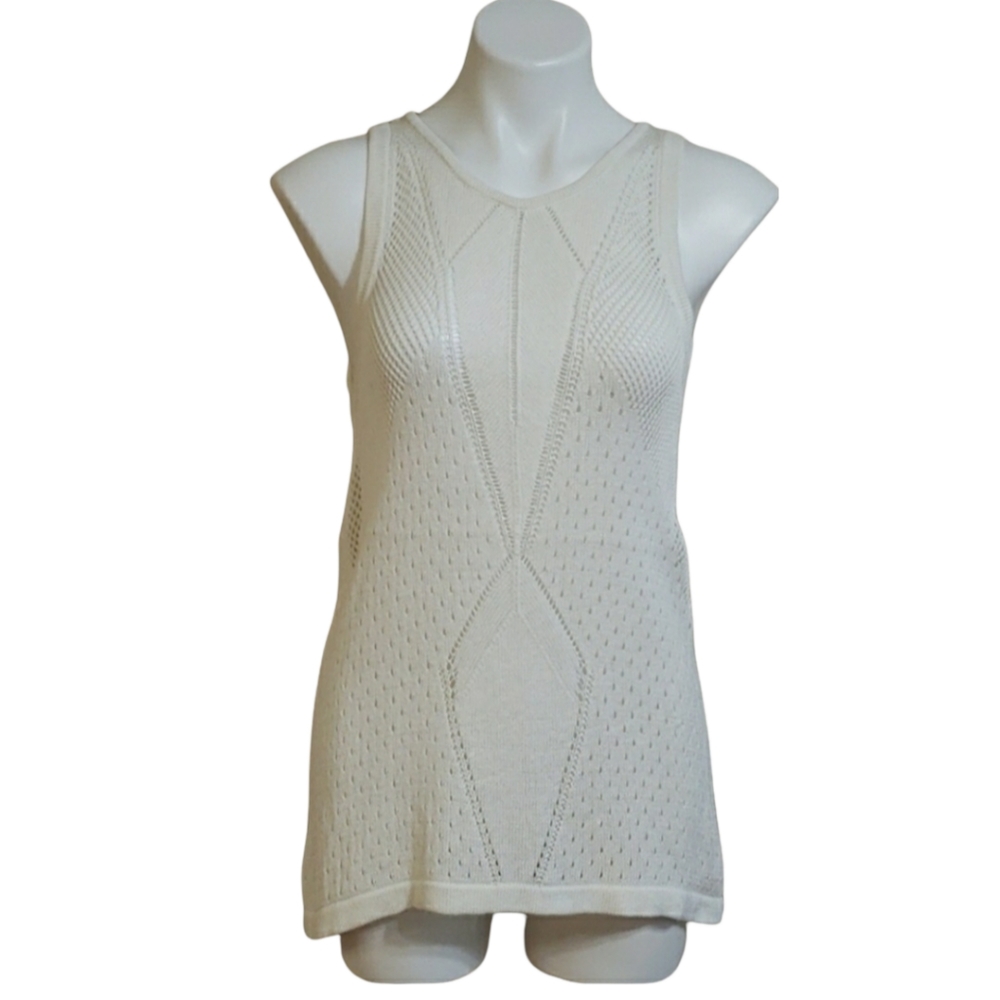 Cabi Sleeveless Knit Tunic Top Women's Size Medium Cream White